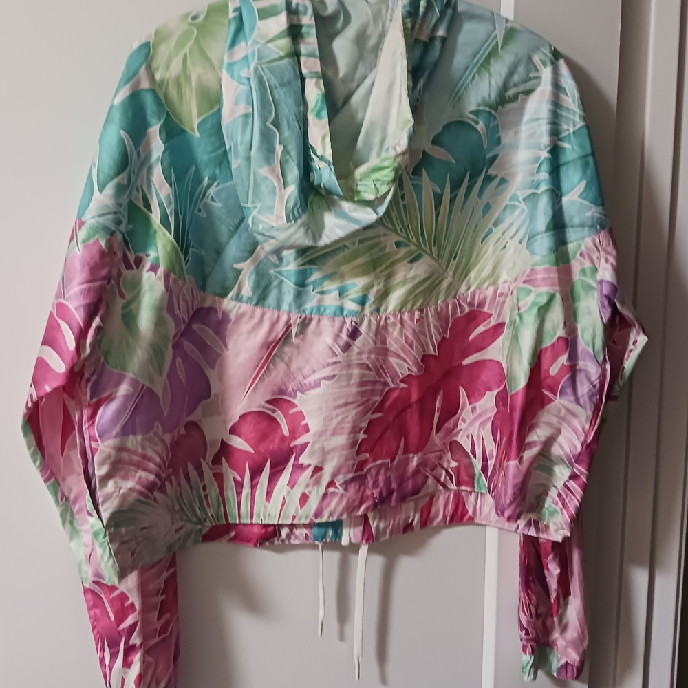 Nike Women's Tropical Bomber Jacket - Pink and Green - Picture 2 of 3